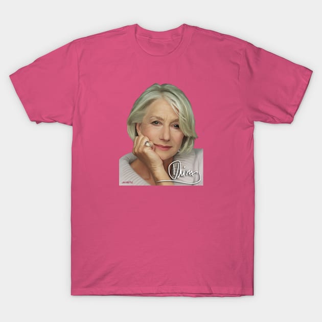 Helen Mirren Signed Portrait T-Shirt by Nonesz Workshop